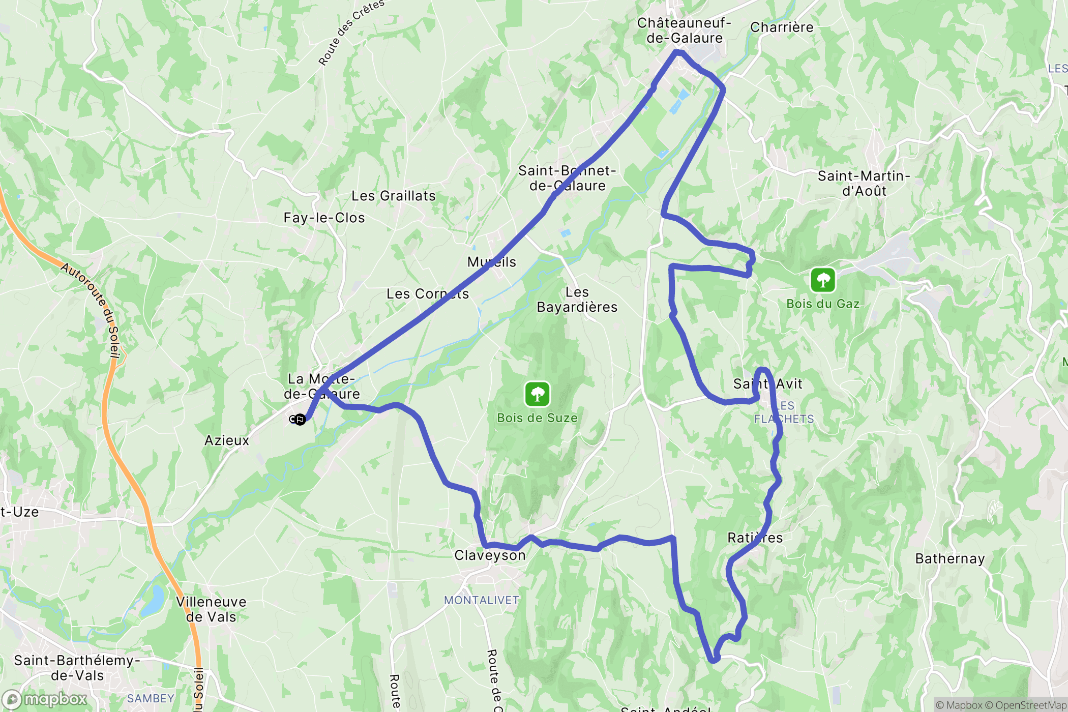 Saint-Jean-de-Galaure : carte du parcours de randonnée - France