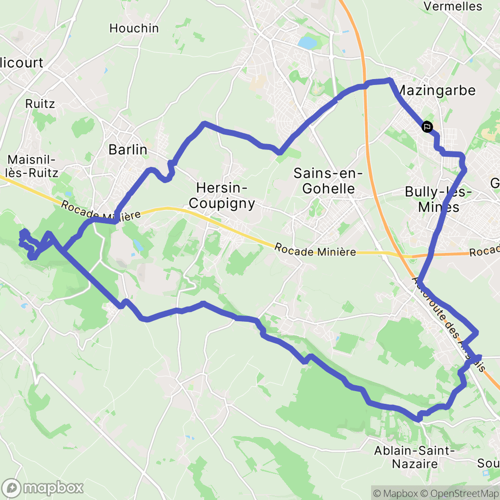 Mazingarbe : carte du parcours de randonnée - France