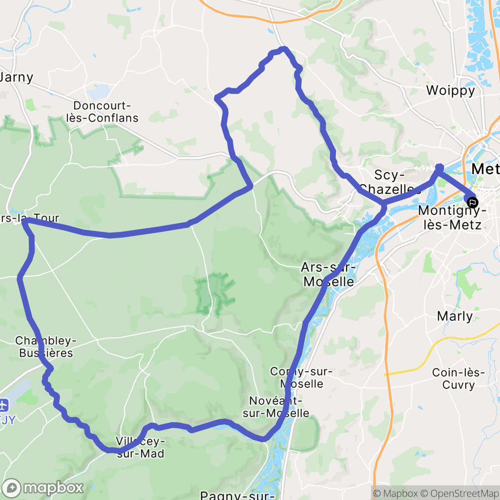 Metz : carte du parcours de randonnée - France