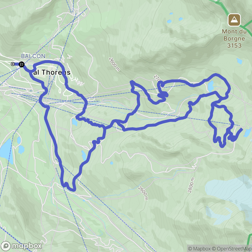 Les Belleville : carte du parcours de randonnée - France