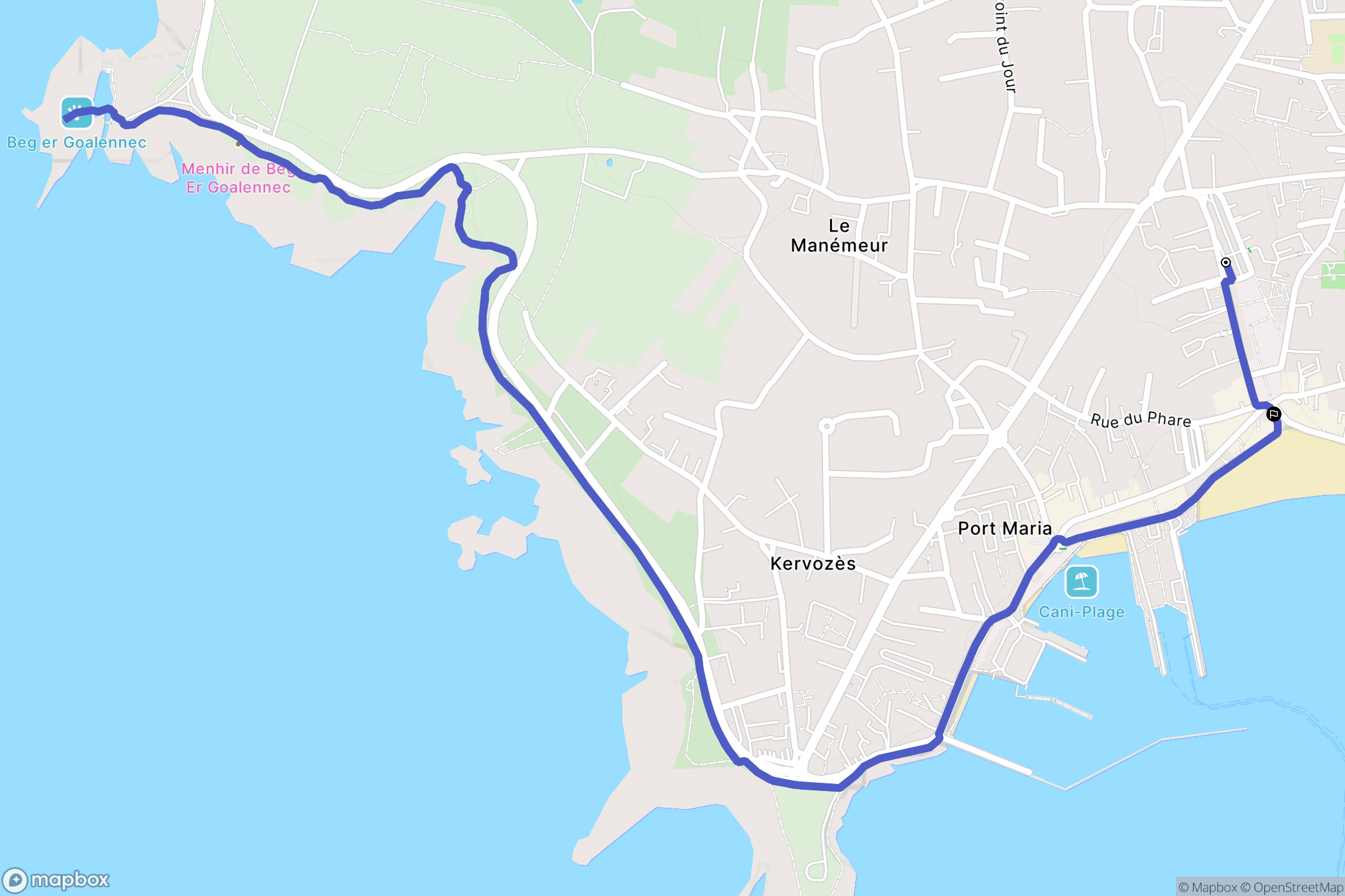 Quiberon : carte du parcours de randonnée - France