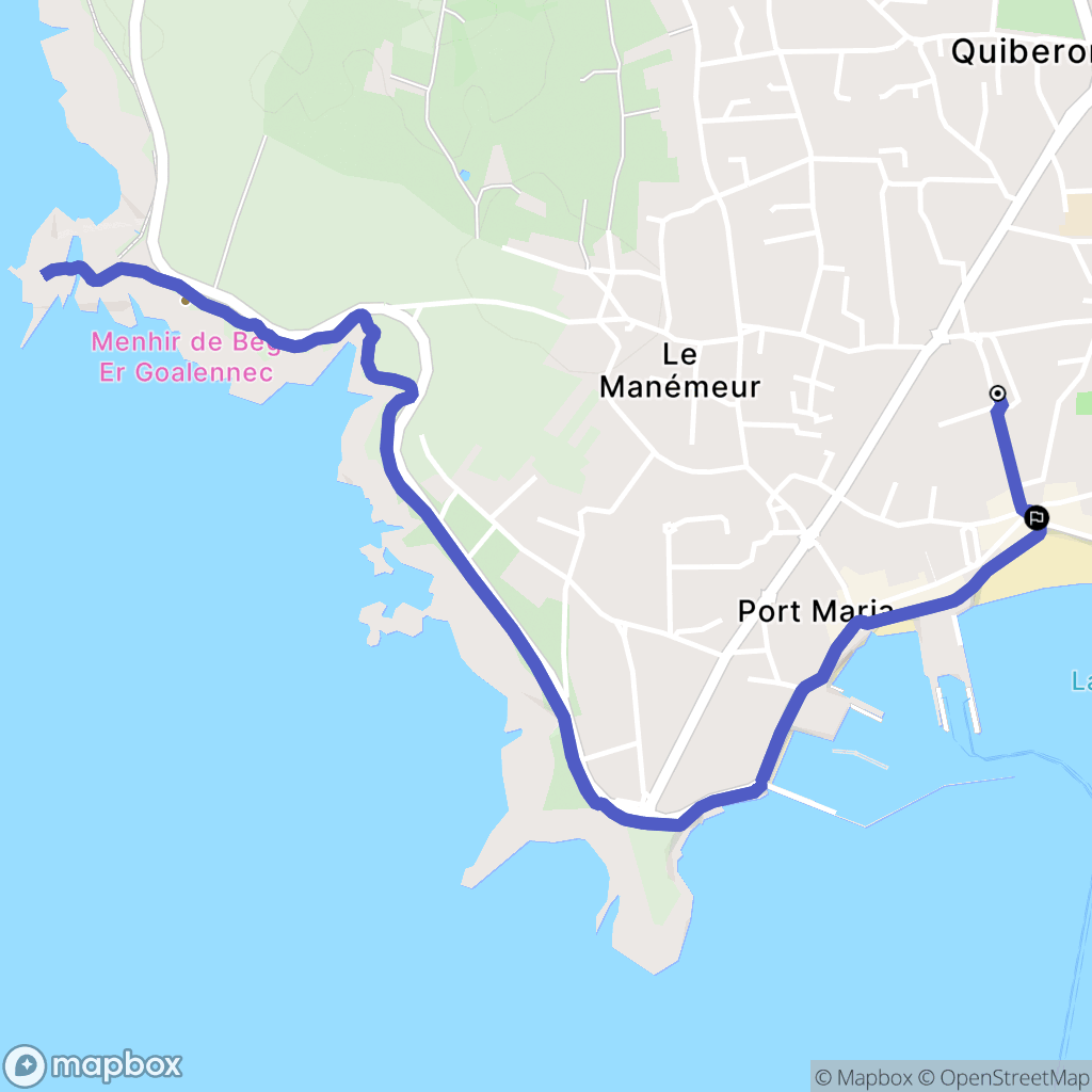 Quiberon : carte du parcours de randonnée - France