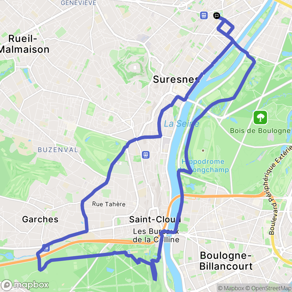 Puteaux : carte du parcours de randonnée - France