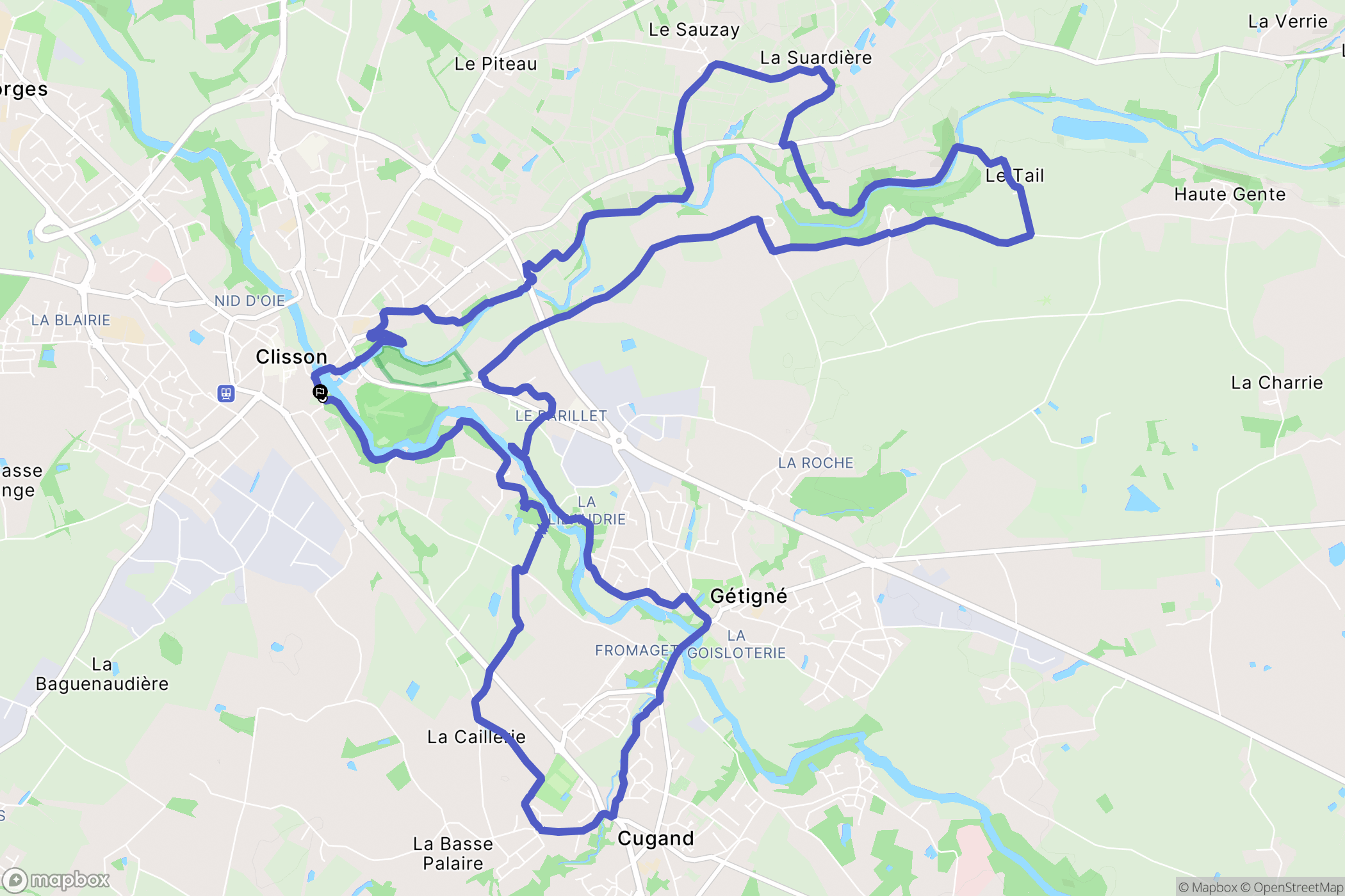 Clisson : carte du parcours de randonnée - France