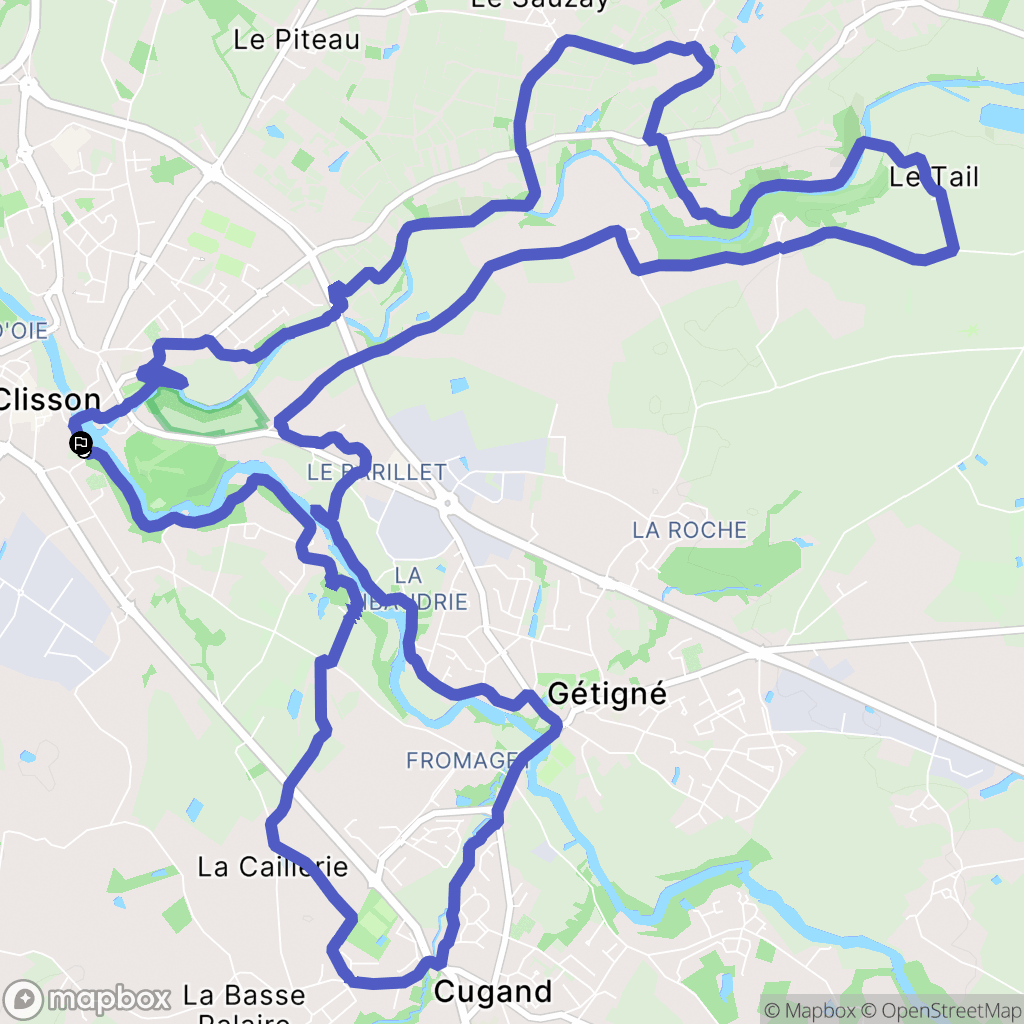 Clisson : carte du parcours de randonnée - France