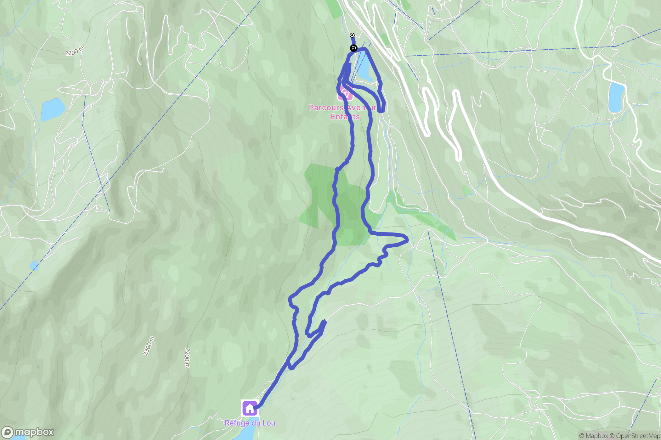 Les Belleville : carte du parcours de randonnée - France