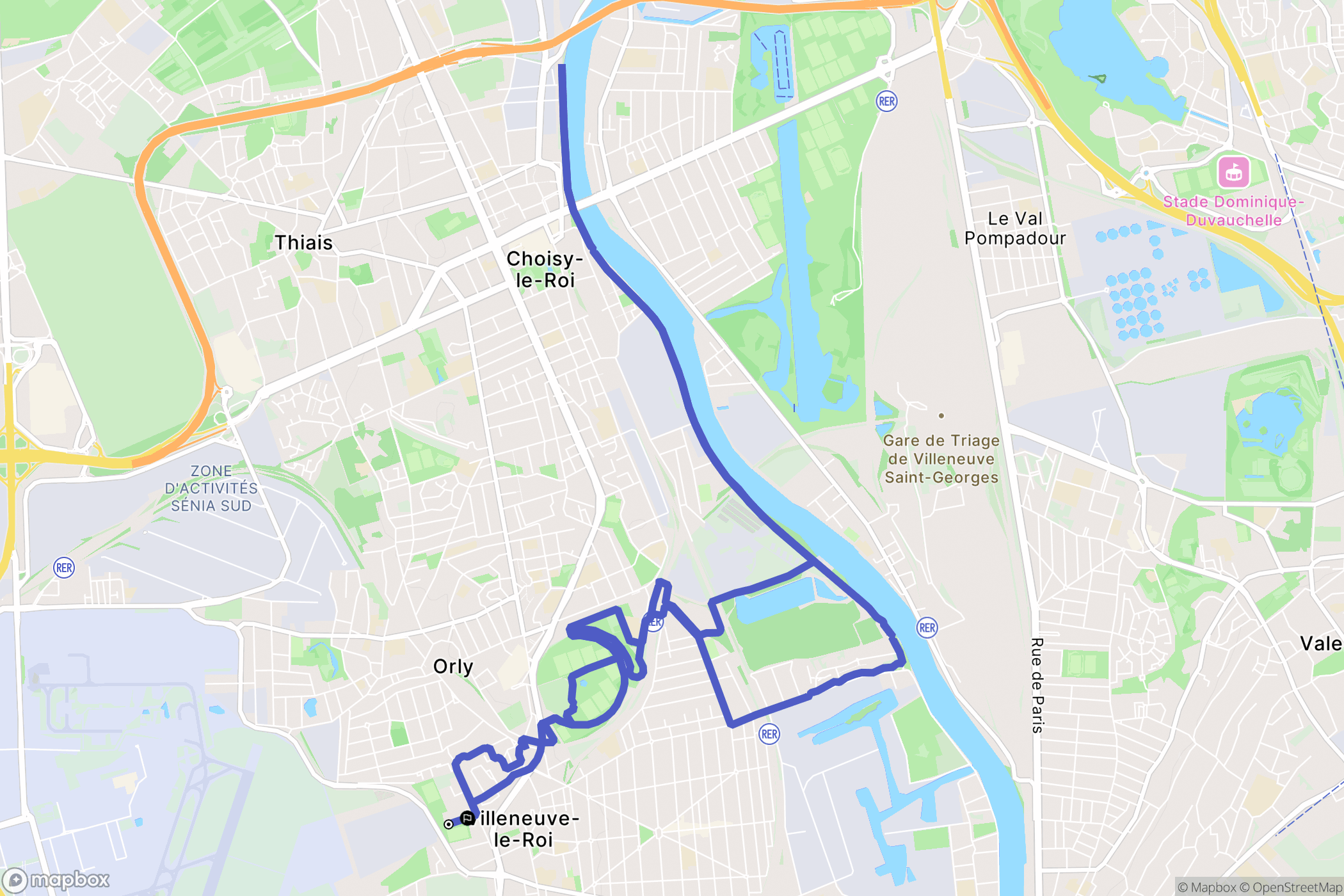 Villeneuve-le-Roi : carte du parcours de randonnée - France