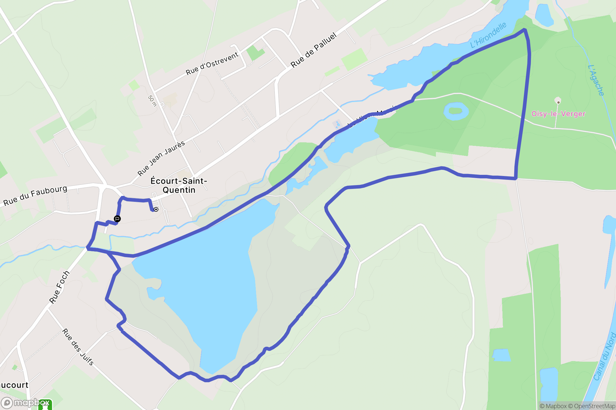 Écourt-Saint-Quentin : carte du parcours de randonnée - France