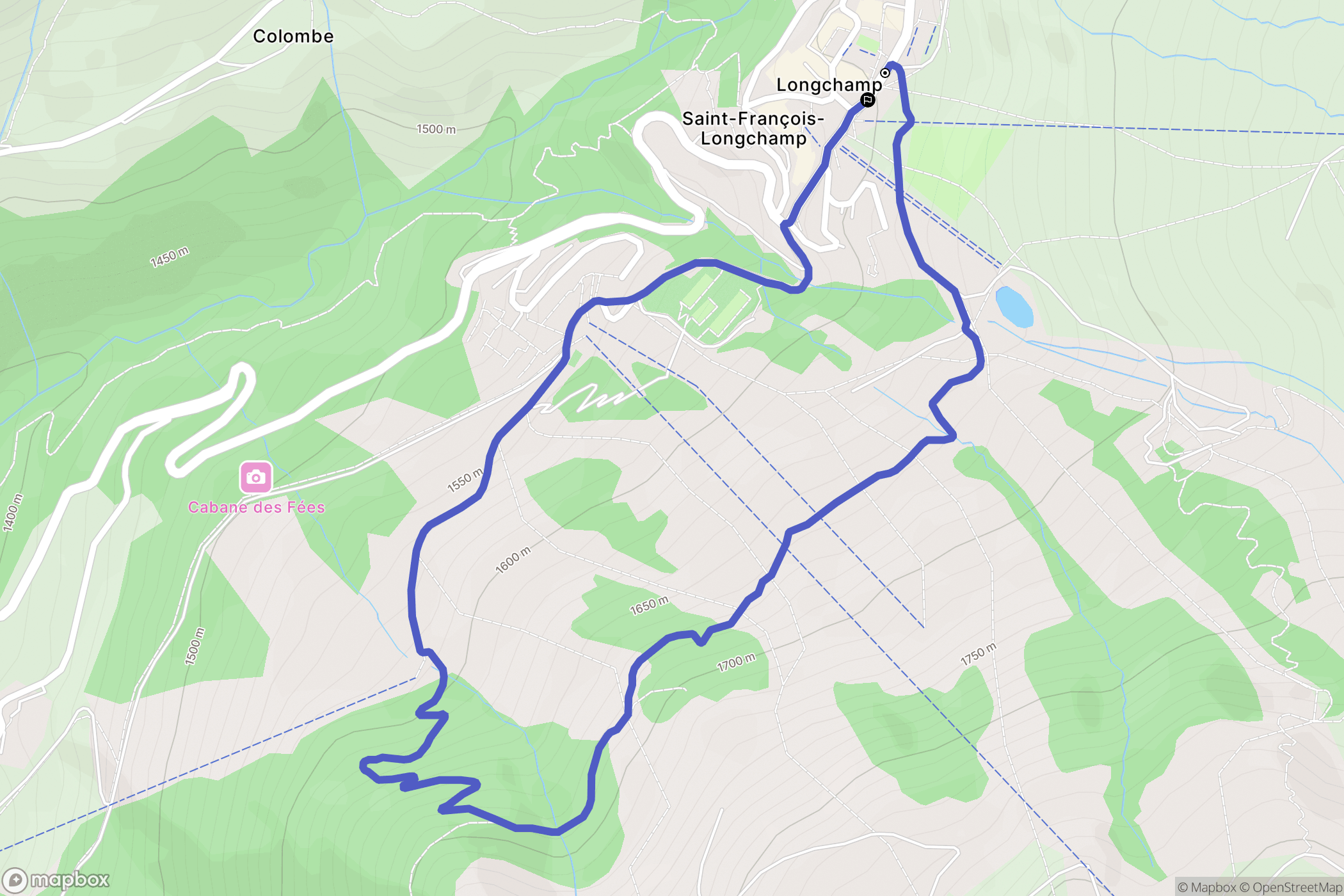 Saint-François-Longchamp : carte du parcours de randonnée - France