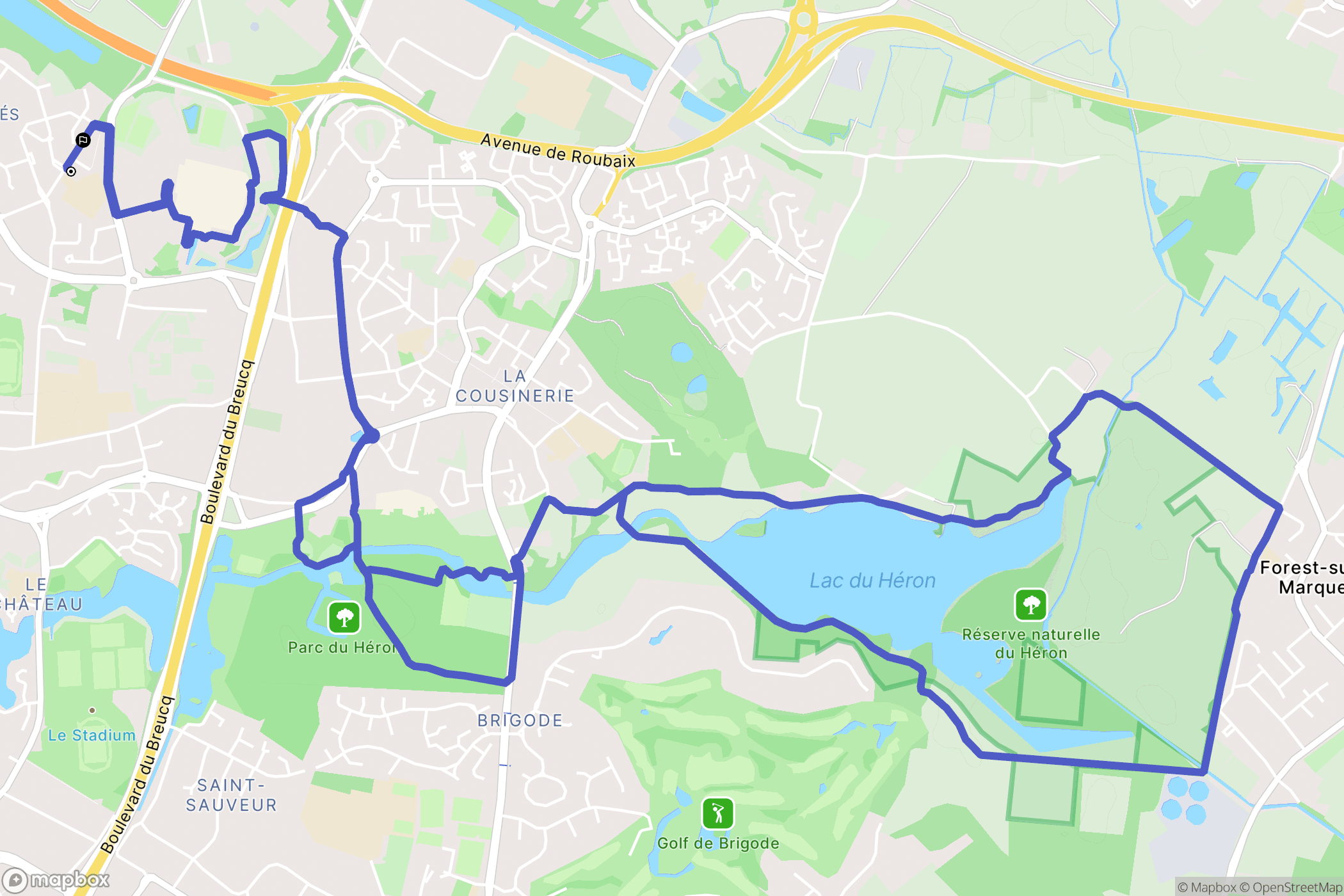 Villeneuve-d'Ascq : carte du parcours de randonnée - France