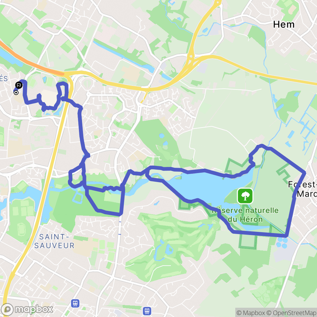 Villeneuve-d'Ascq : carte du parcours de randonnée - France