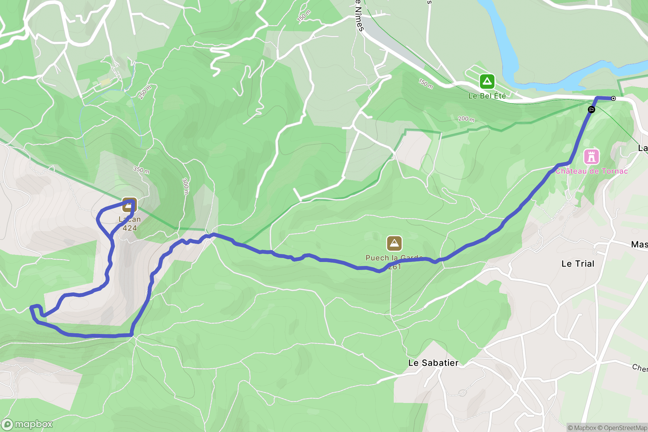 Tornac : carte du parcours de randonnée - France