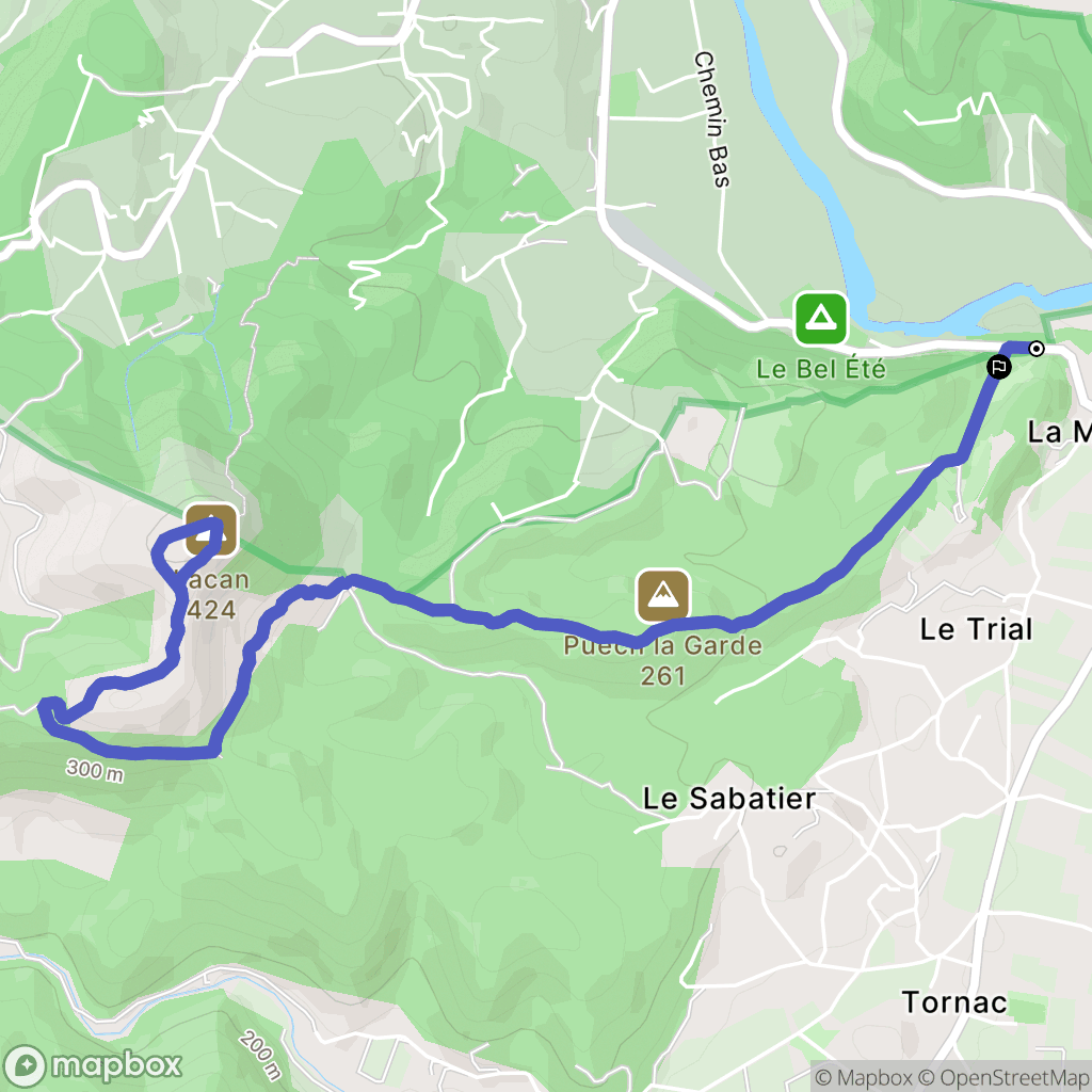 Tornac : carte du parcours de randonnée - France
