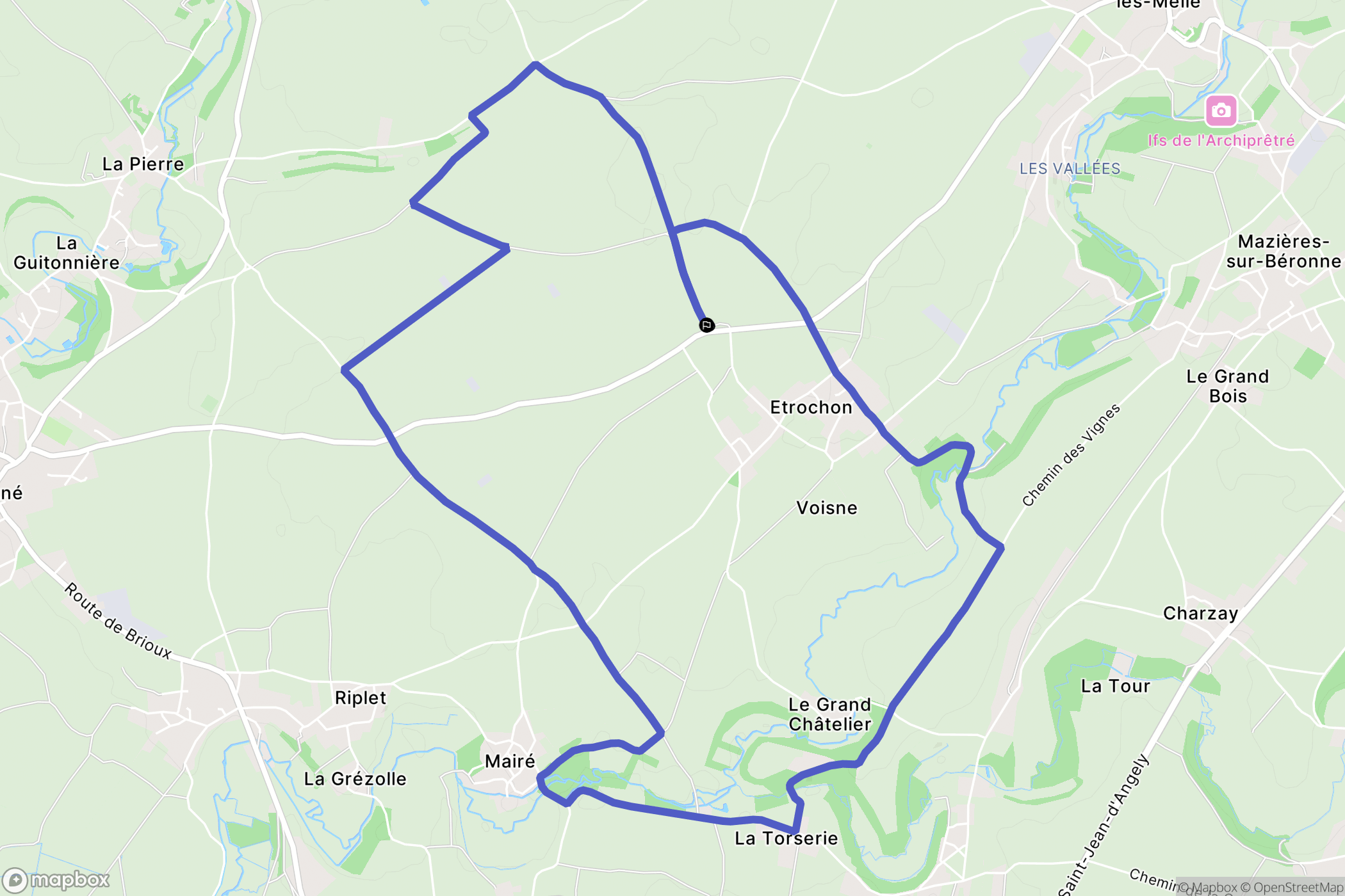 Saint-Romans-lès-Melle : carte du parcours de randonnée - France