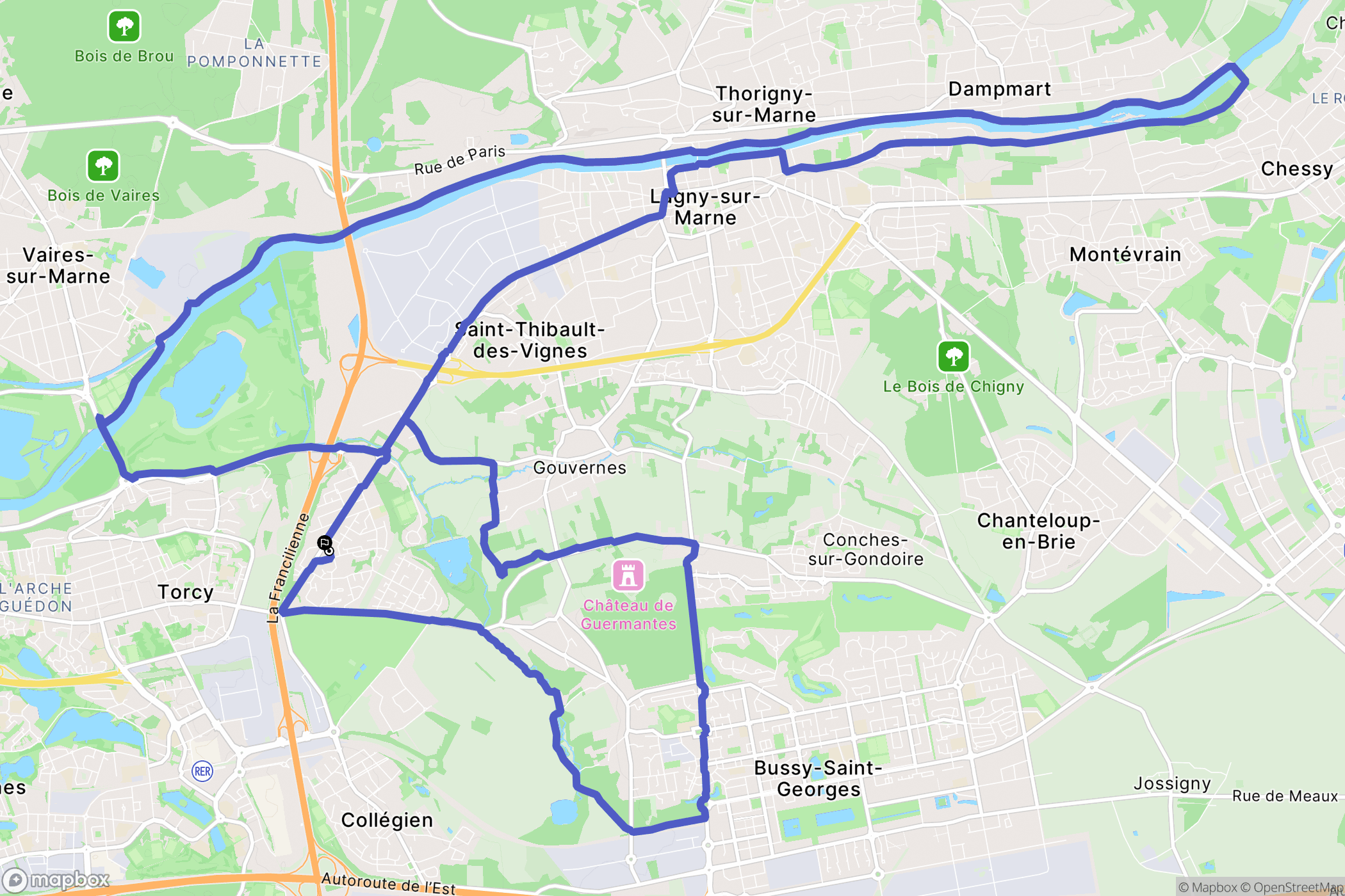 Saint-Thibault-des-Vignes : carte du parcours de randonnée - France