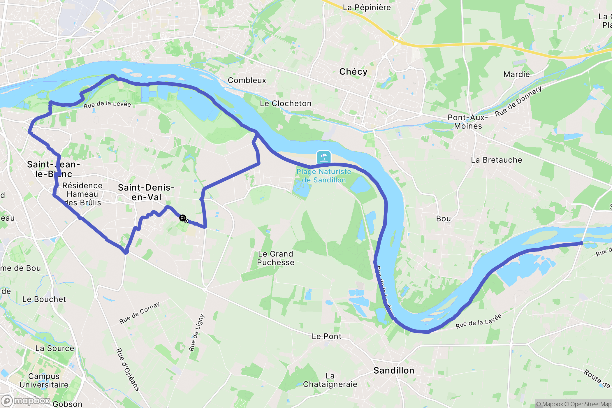 Saint-Denis-en-Val : carte du parcours de randonnée - France