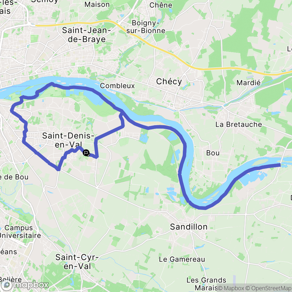 Saint-Denis-en-Val : carte du parcours de randonnée - France