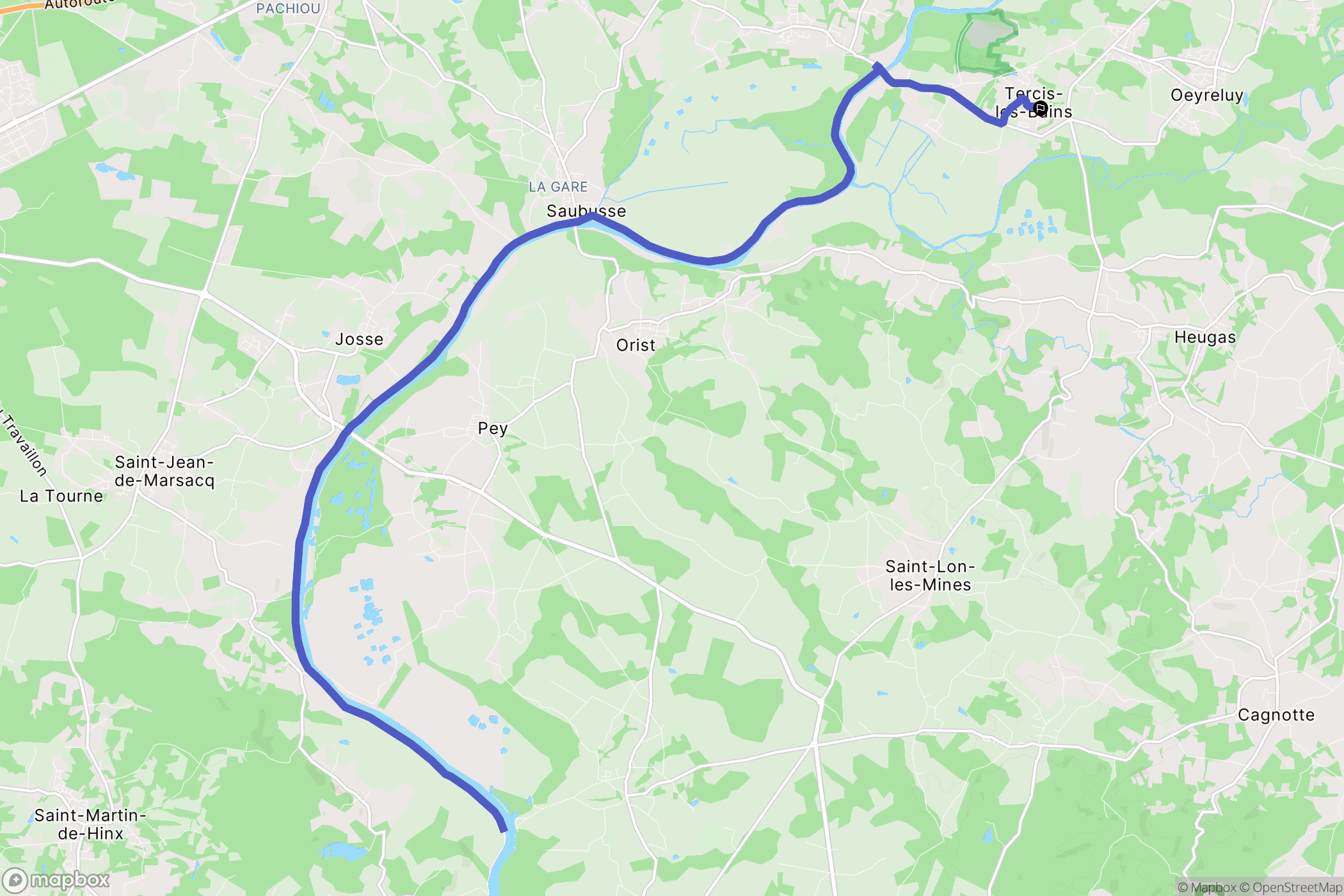 Tercis-les-Bains : carte du parcours de randonnée - France