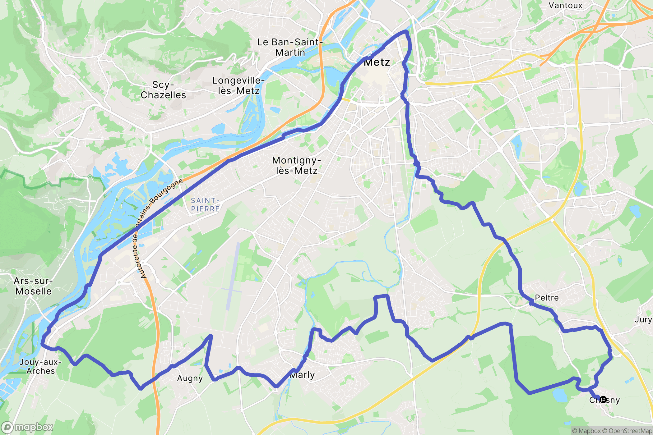 Chesny : carte du parcours de randonnée - France