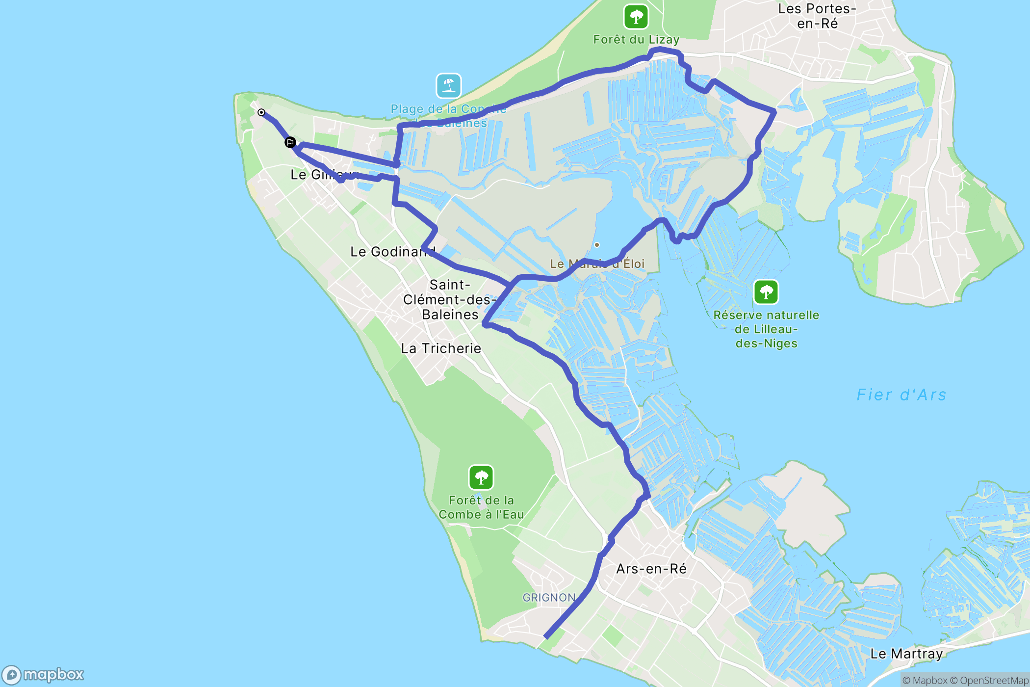 Saint-Clément-des-Baleines : carte du parcours de randonnée - France