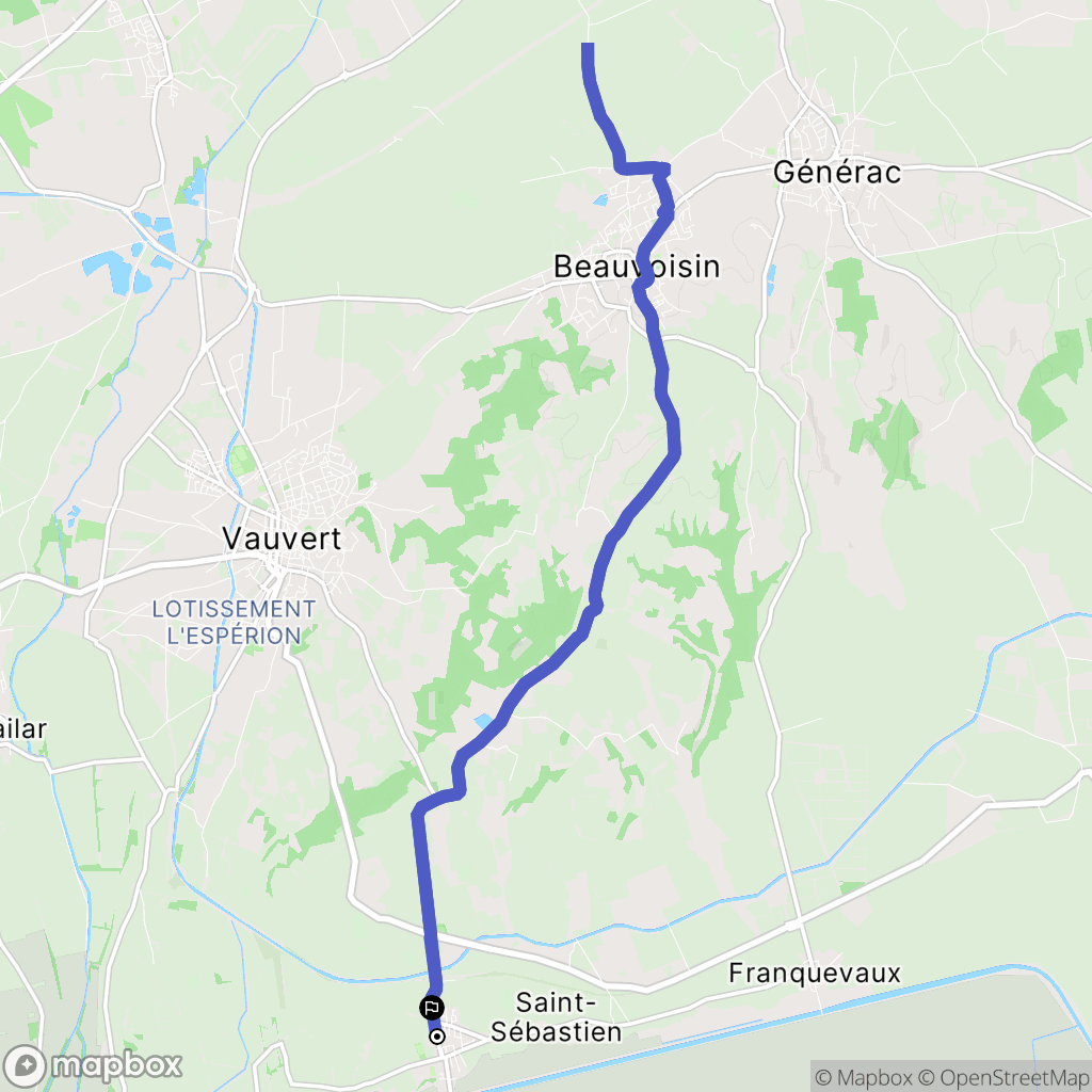 Vauvert : carte du parcours de randonnée - France