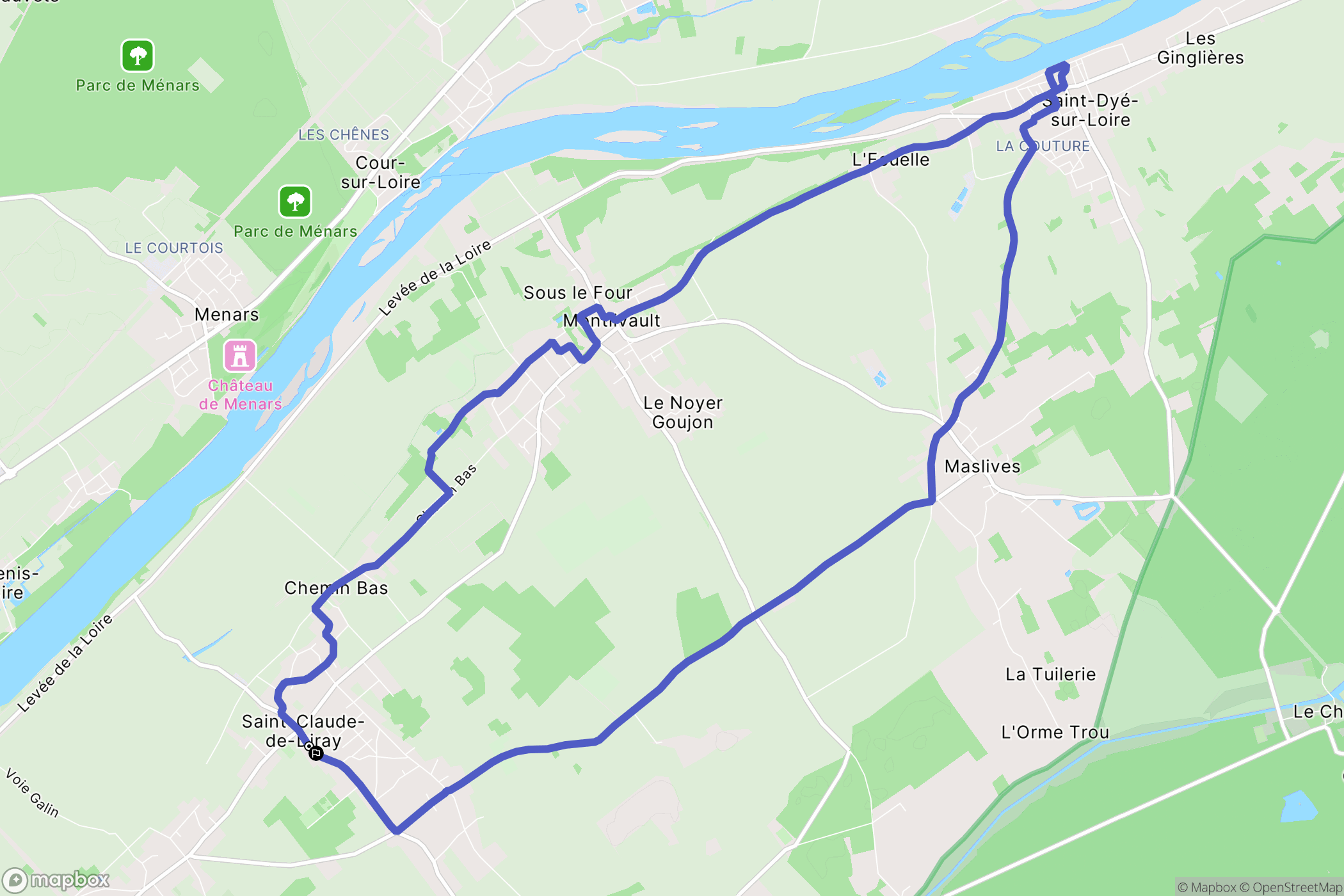 Saint-Claude-de-Diray : carte du parcours de randonnée - France