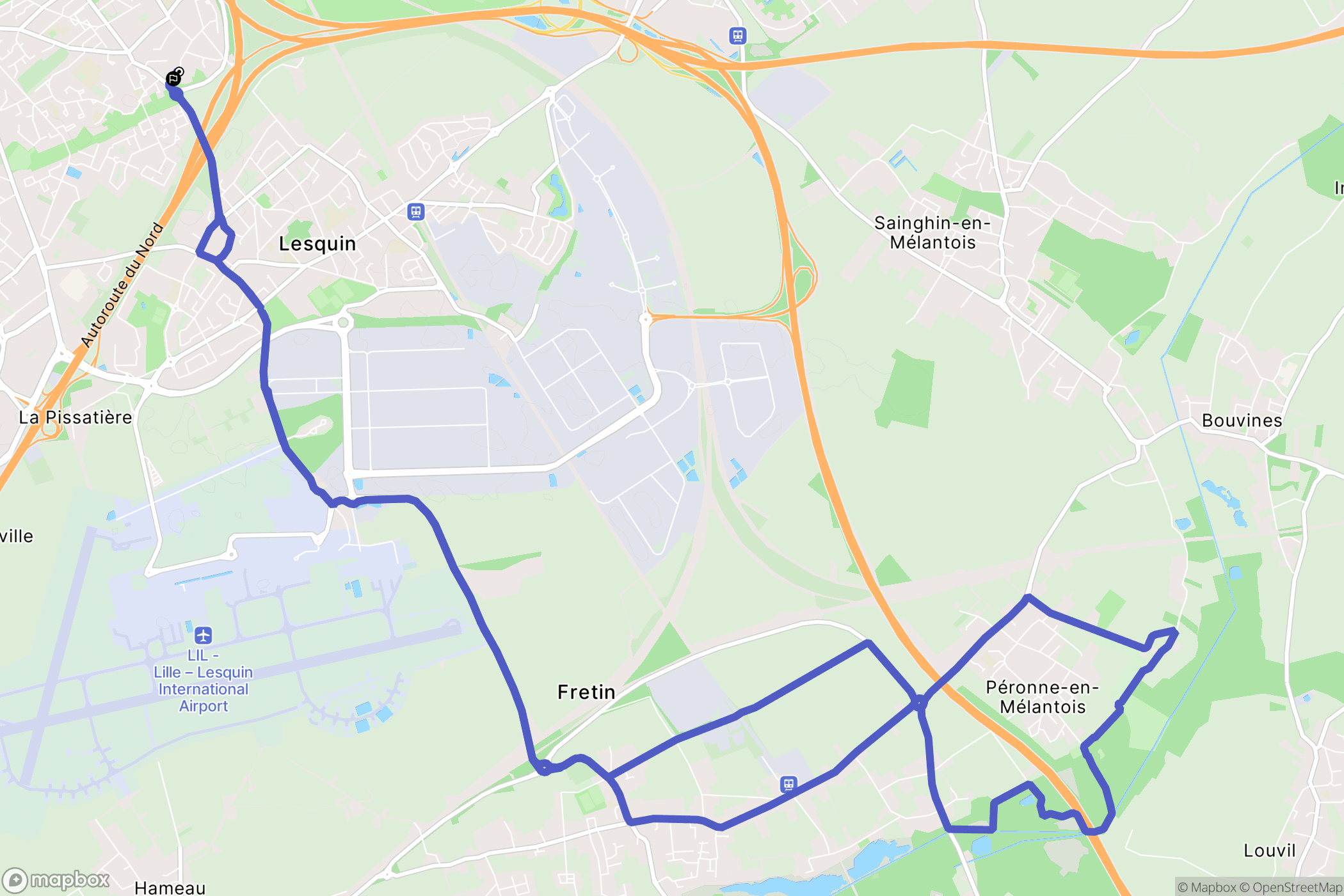 Ronchin : carte du parcours de randonnée - France