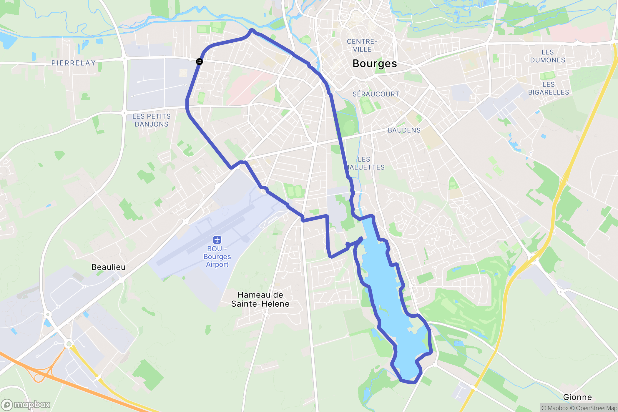 Bourges : carte du parcours de randonnée - France