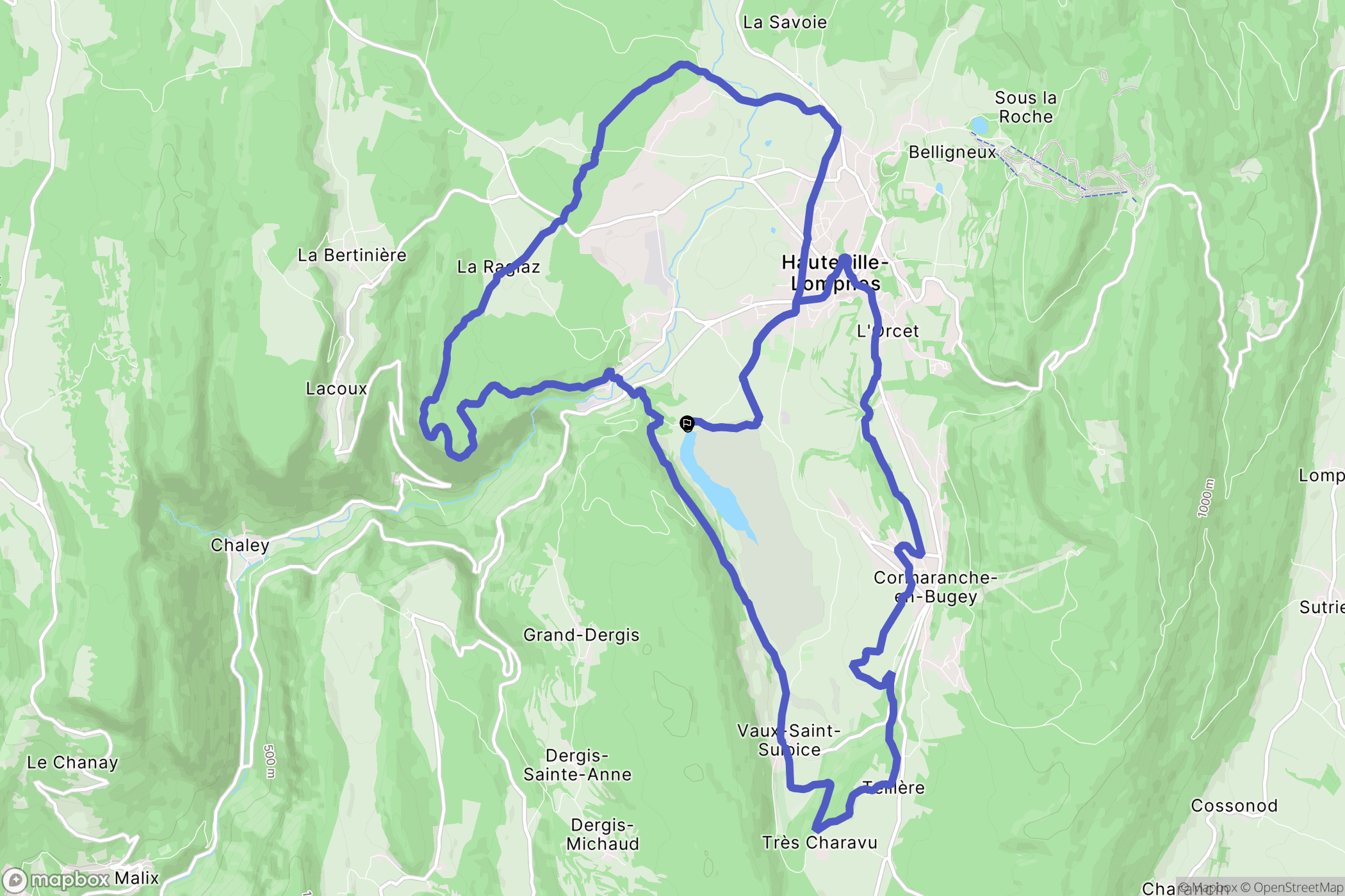 Plateau d'Hauteville : carte du parcours de randonnée - France