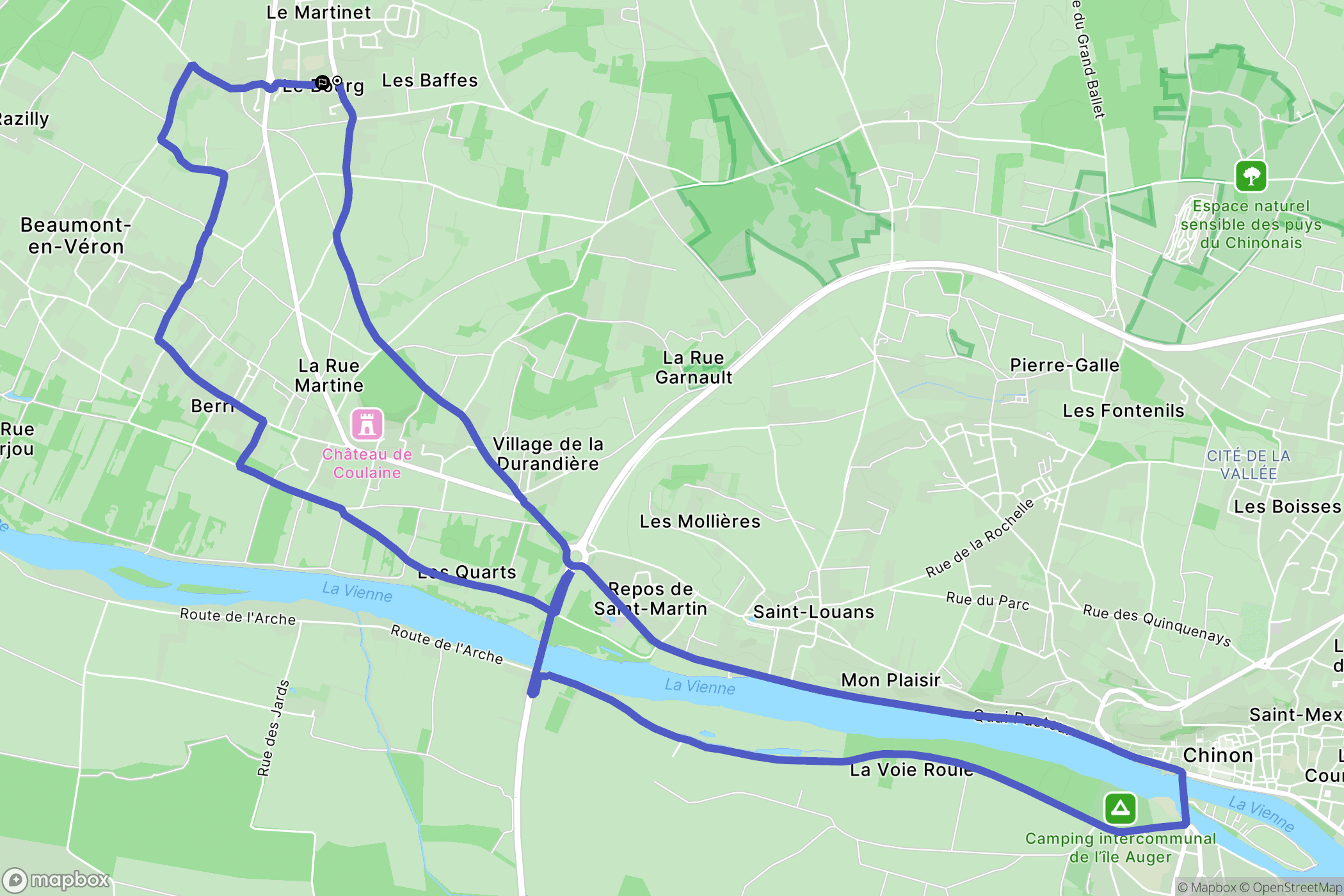 Beaumont-en-Véron : carte du parcours de randonnée - France