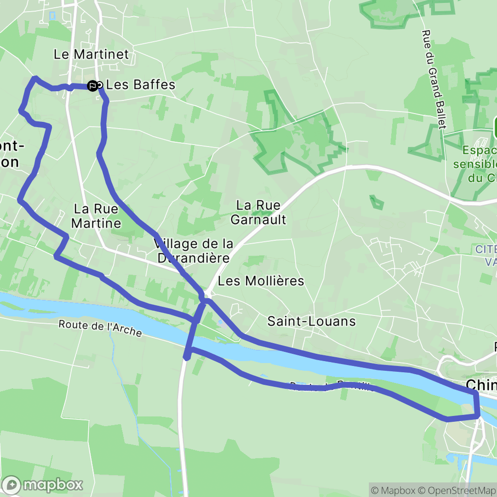 Beaumont-en-Véron : carte du parcours de randonnée - France