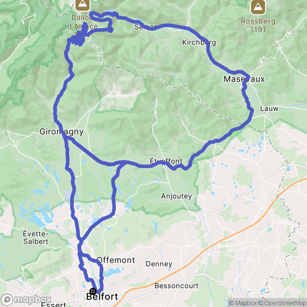 Belfort : carte du parcours de randonnée - France