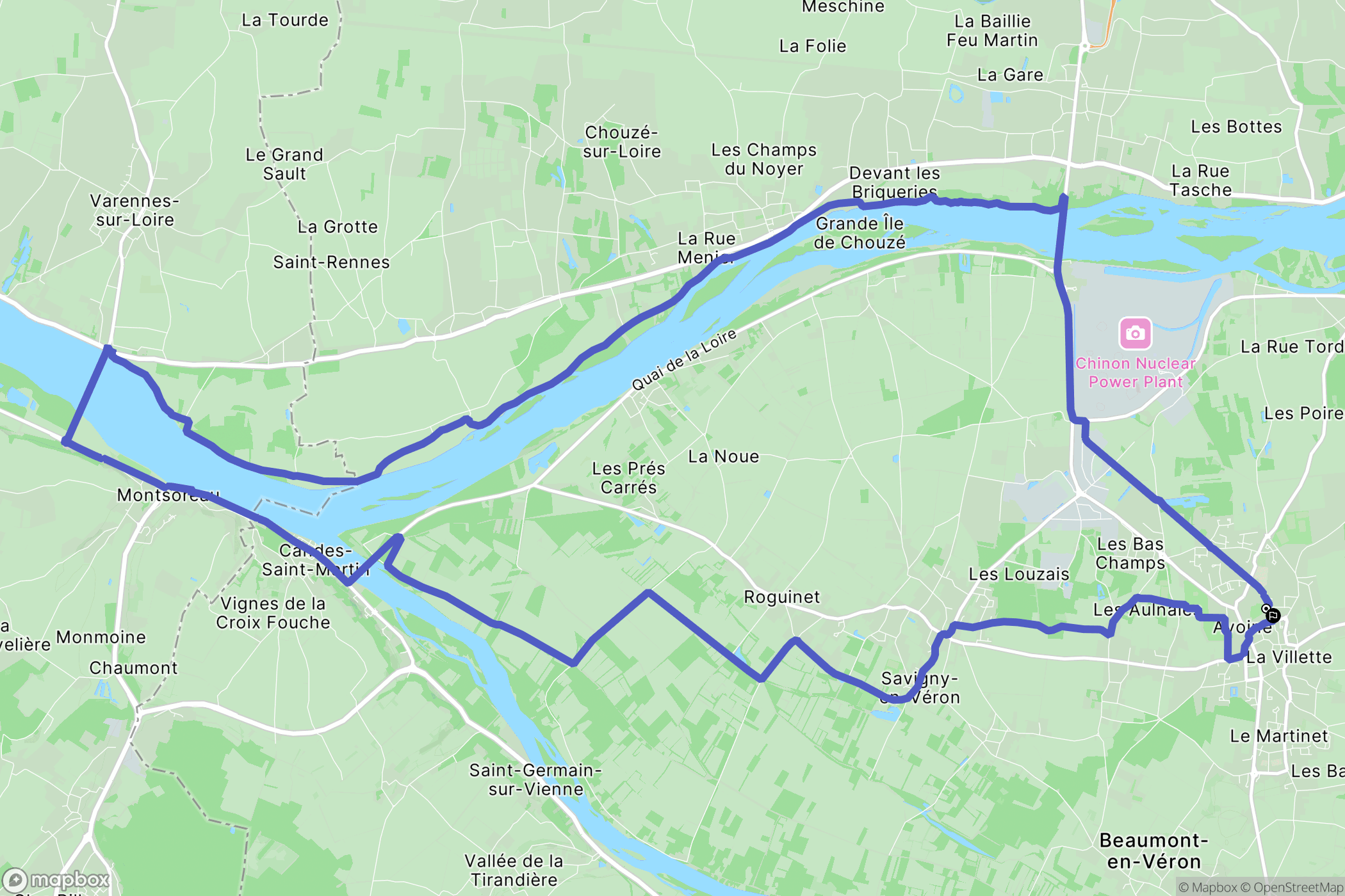 Avoine : carte du parcours de randonnée - France