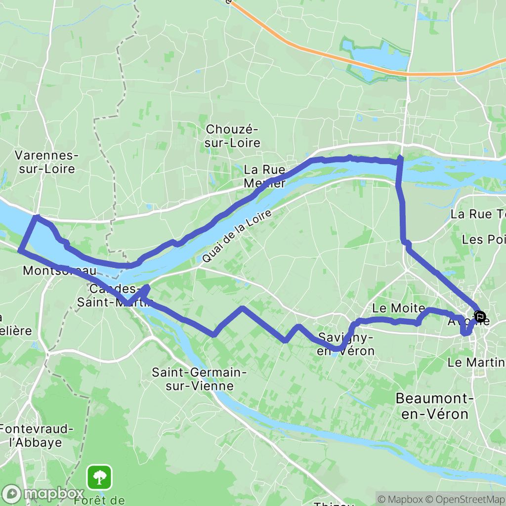 Avoine : carte du parcours de randonnée - France
