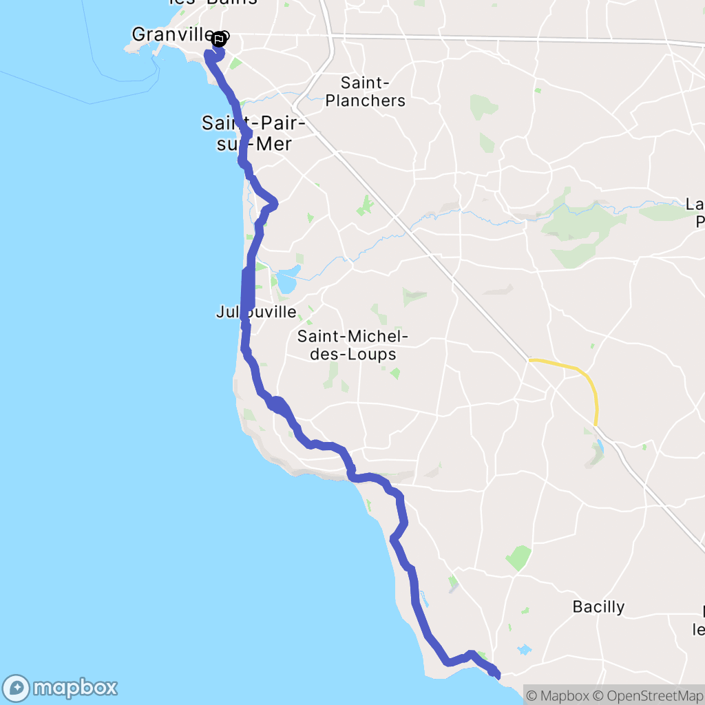 Granville : carte du parcours de randonnée - France