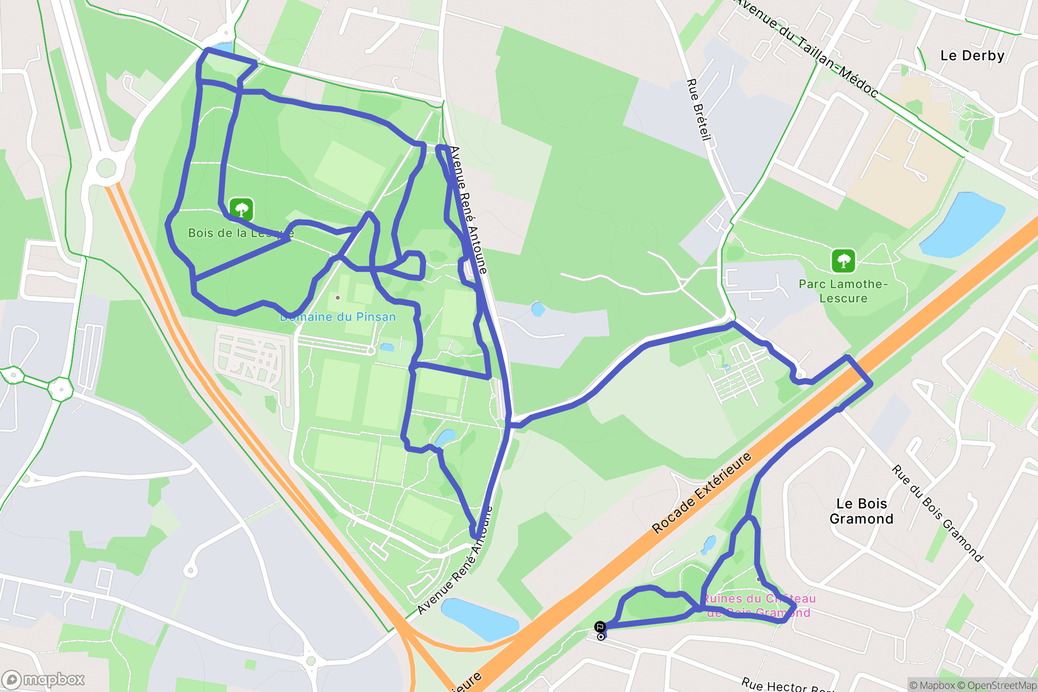 Eysines : carte du parcours de randonnée - France