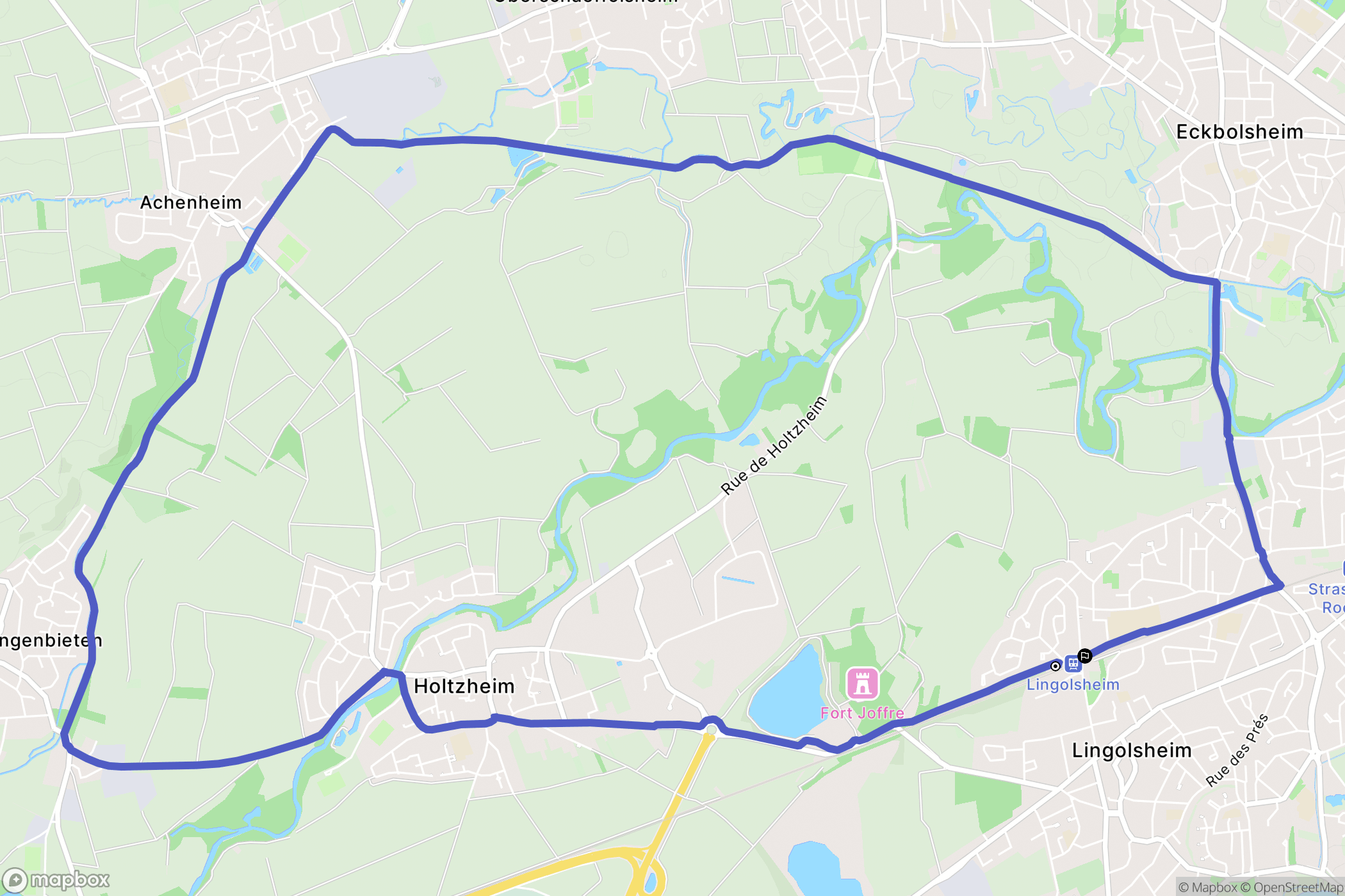Lingolsheim : carte du parcours de randonnée - France