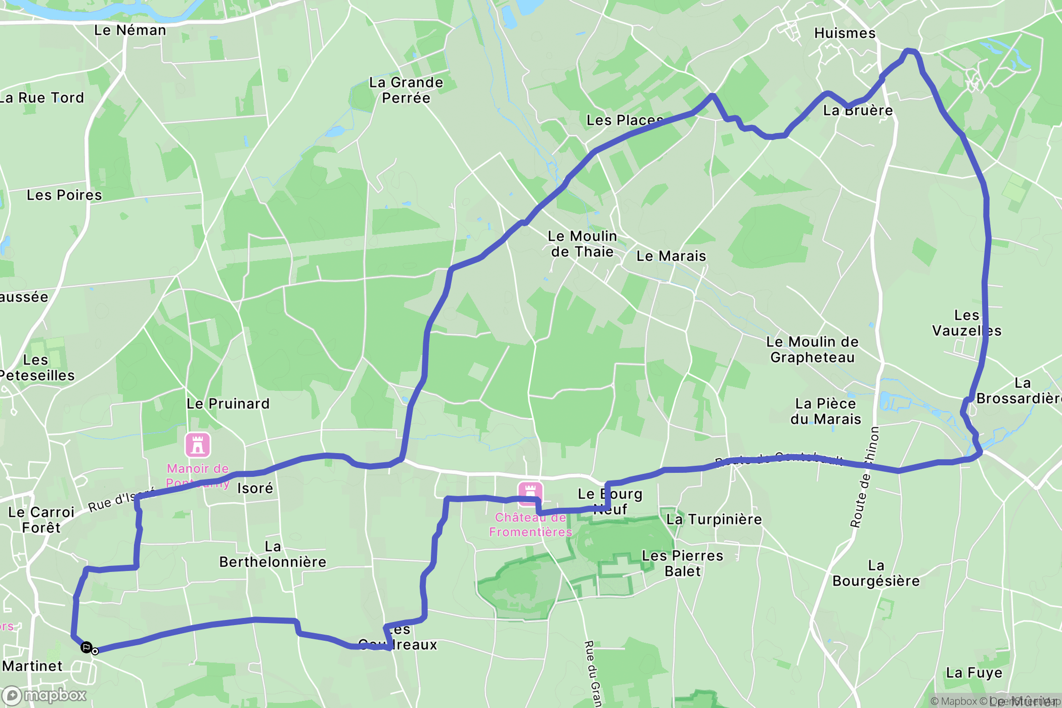 Beaumont-en-Véron : carte du parcours de randonnée - France