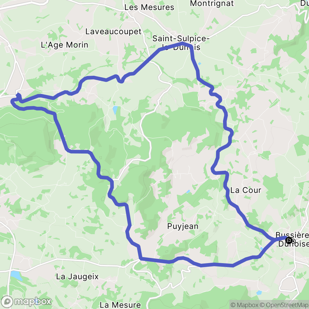 Bussière-Dunoise : carte du parcours de randonnée - France