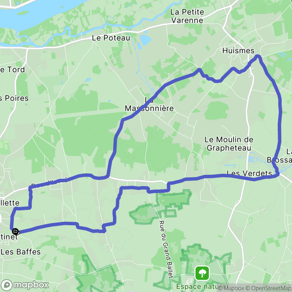 Beaumont-en-Véron : carte du parcours de randonnée - France