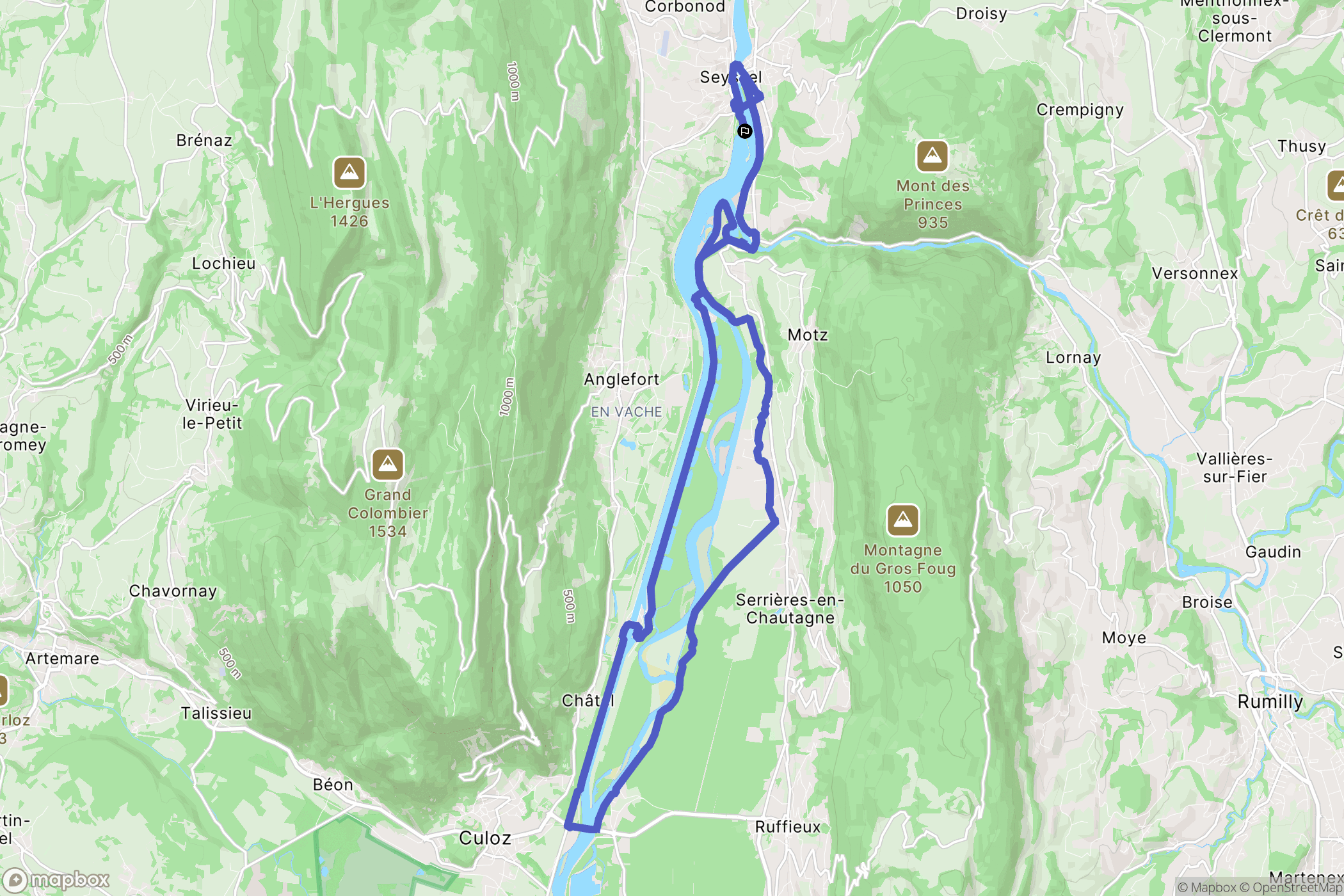 Seyssel : carte du parcours de randonnée - France