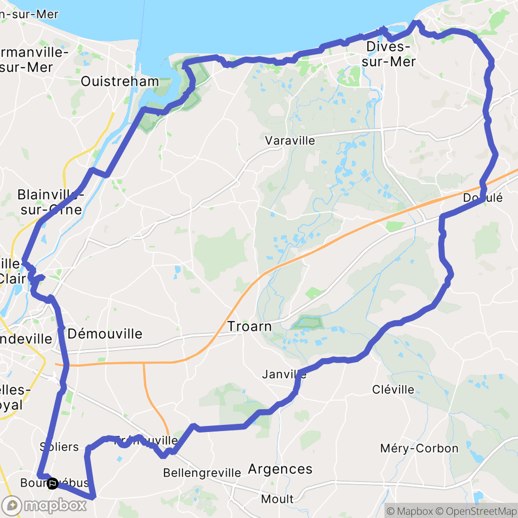 Bourguébus : carte du parcours de randonnée - France