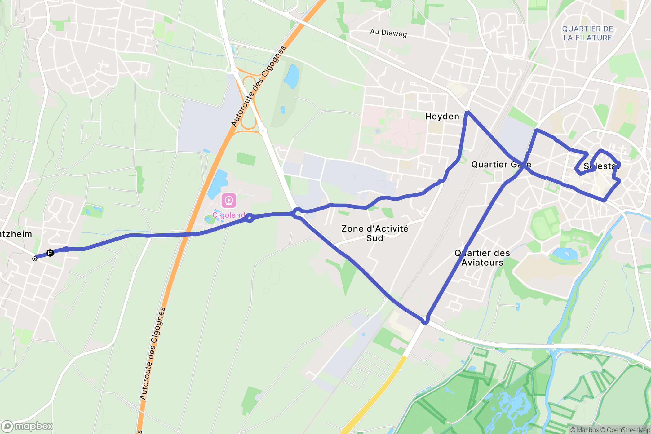 Kintzheim : carte du parcours de randonnée - France
