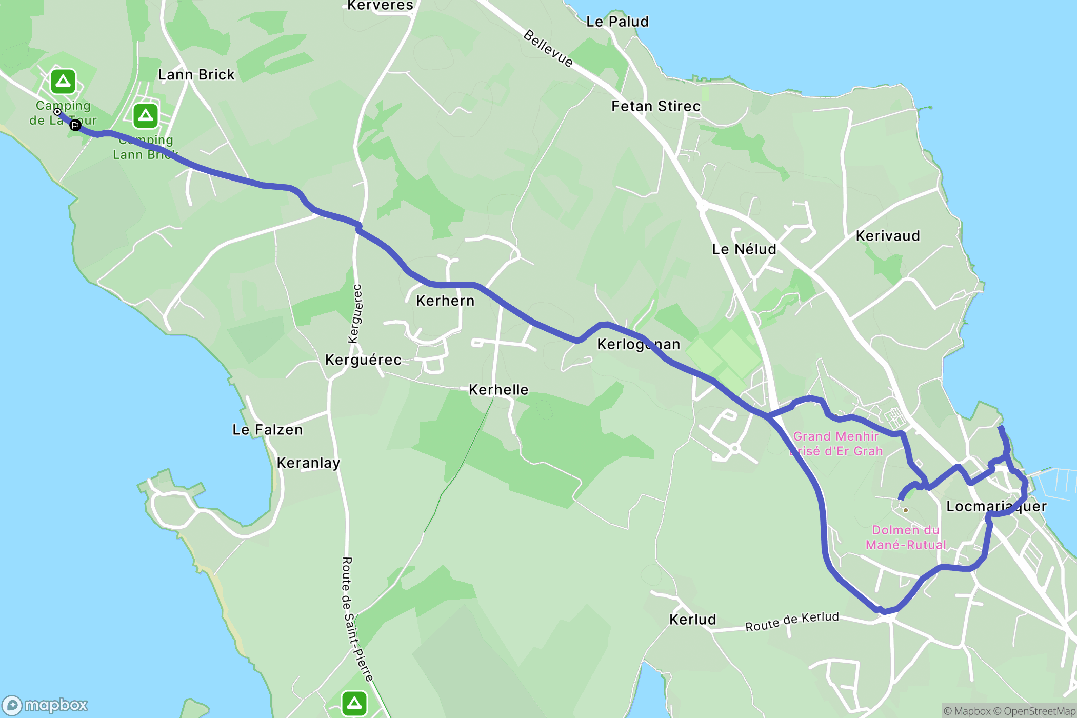 Locmariaquer : carte du parcours de randonnée - France