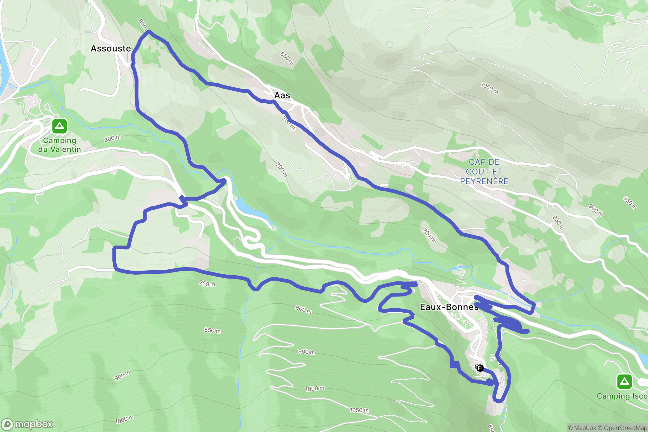Eaux-Bonnes : carte du parcours de randonnée - France