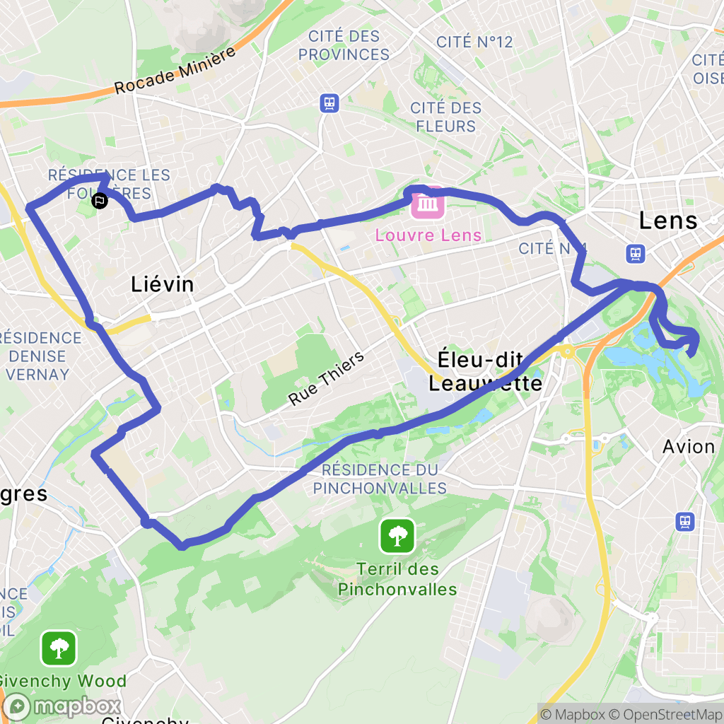 Liévin : carte du parcours de randonnée - France