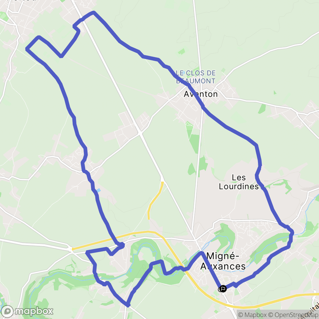 Migné-Auxances : carte du parcours de randonnée - France