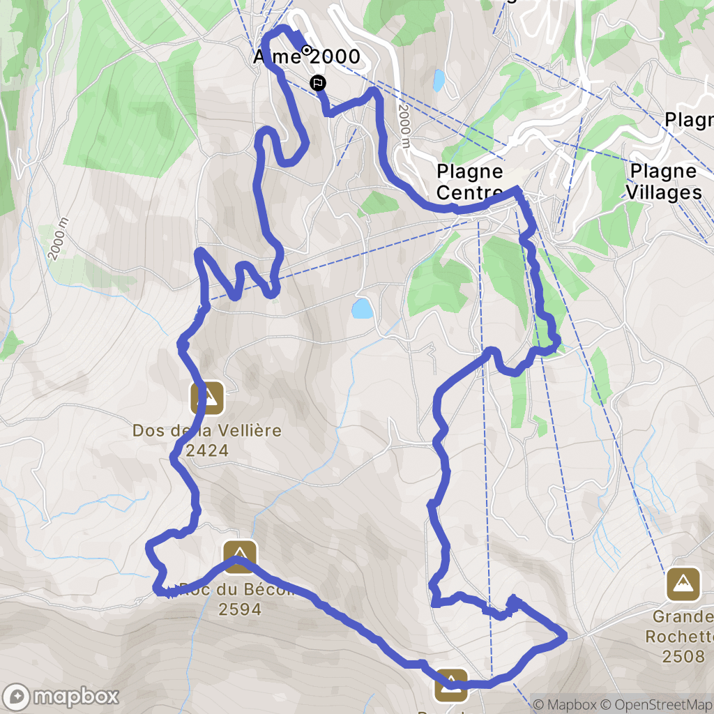Mâcot-la-Plagne : carte du parcours de randonnée - France