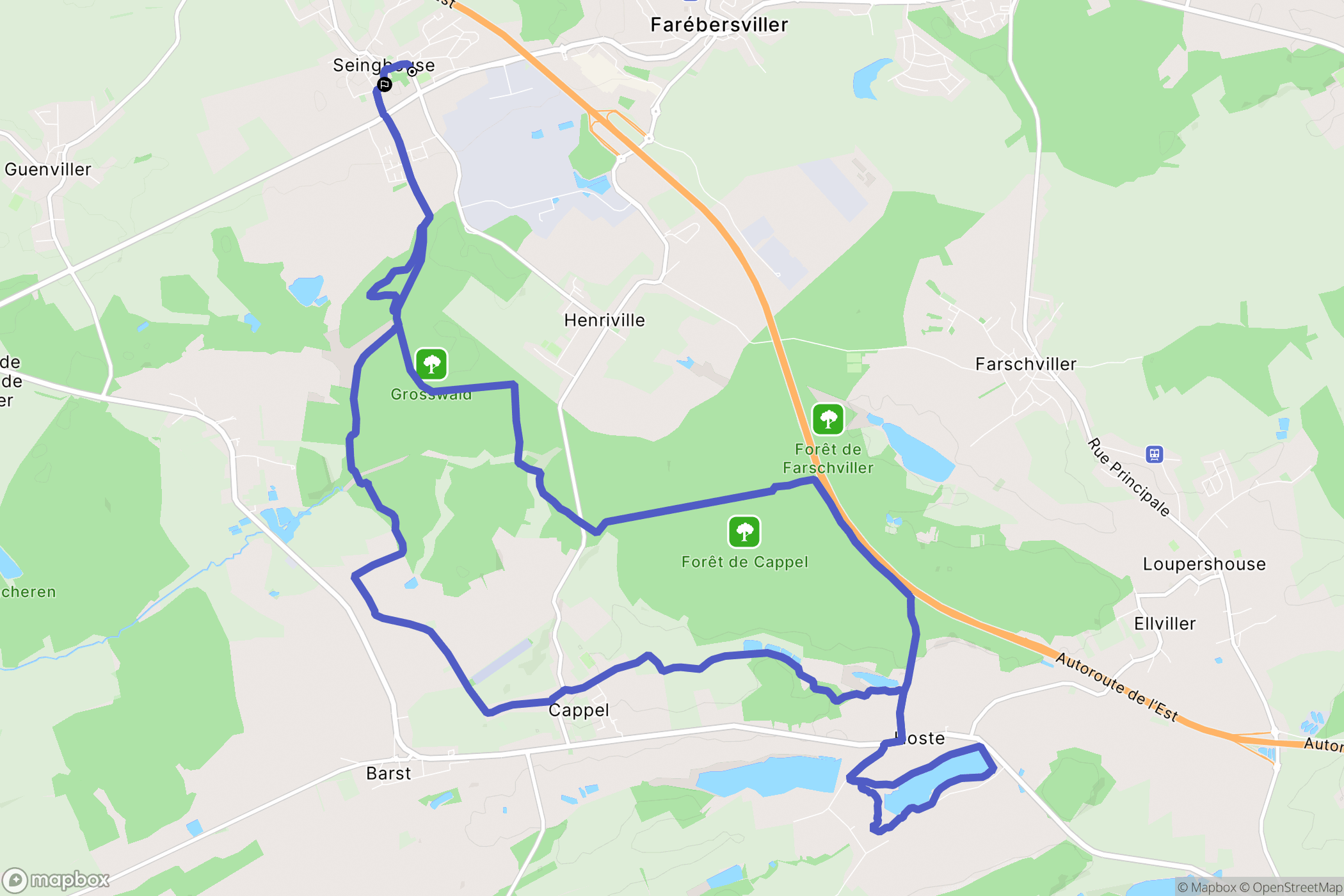 Seingbouse : carte du parcours de randonnée - France