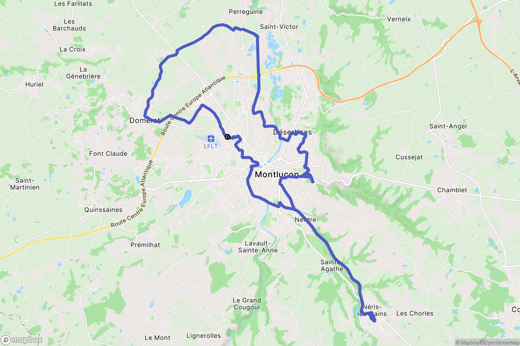 Montluçon : carte du parcours de randonnée - France